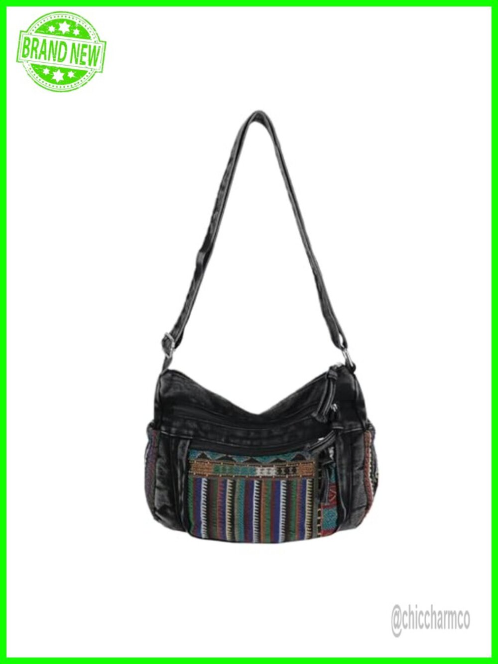 Canvas Crossbody Bag Boho Hobo Purse with Pockets
